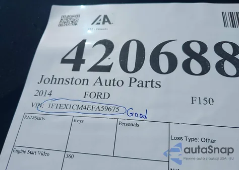 2014 Ford F-150 Xl from USA, damaged, VIN 1FTEX1CM4EFA59675